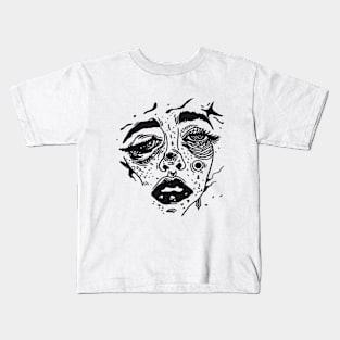 Abstract art of a girl's face Kids T-Shirt